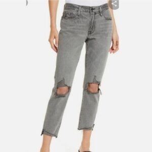 FRAME Denim Women's Le Garcon Crop Jeans Monsoon Rips Straight Leg size 26